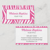 Hot Pink Zebra Stripes Generic Name Visitekaartje (Voorkant / Achterkant)