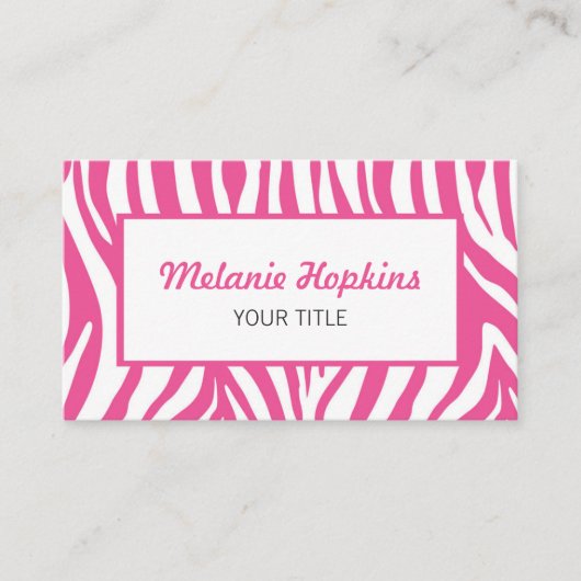 Hot Pink Zebra Stripes Generic Name Visitekaartje (Voorkant)