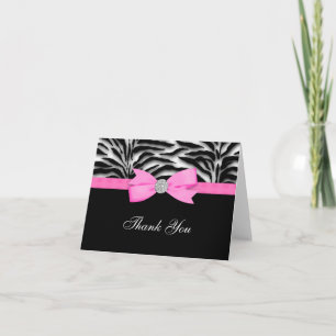 Hot Pink Zebra Thank You Cards Bedankkaart