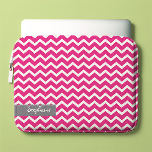Hot Pink Zig Zag Chevrons Patroon Laptop Sleeve