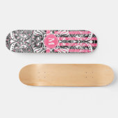 Hot Pink, zwart en wit Mandala - Monogram Persoonlijk Skateboard (Horizontaal)