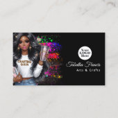 Hot-Pink Zwarte Vrouw Crafting Queen Design Visitekaartje (Voorkant)