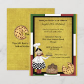 Hot Pizza Chef Party Invitation Kaart (Voorkant / Achterkant)