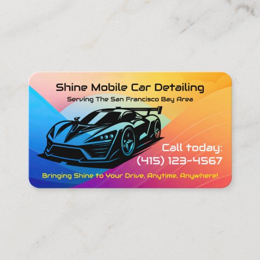 Hot Popping Mobiele Auto Auto Detailing QR Code UR Visitekaartje (Voorkant)