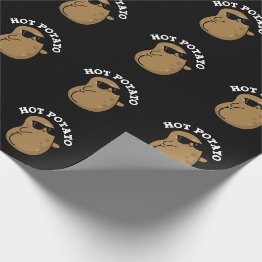Hot Potato Funny Veggie Pun Dark BG Cadeaupapier (Hoek)
