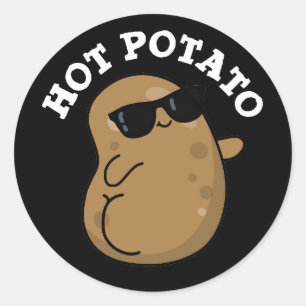 Hot Potato Funny Veggie Pun Dark BG Ronde Sticker