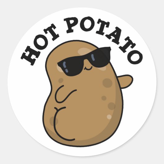 Hot Potato Funny Veggie Pun Ronde Sticker (Voorkant)