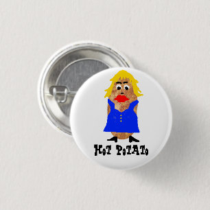 Hot Potato Lady, grappig Ronde Button 3,2 Cm