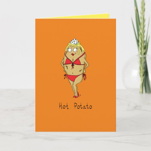 Hot Potato - Pin-Up Girl Pun Wenskaart Kaart (Voorkant)