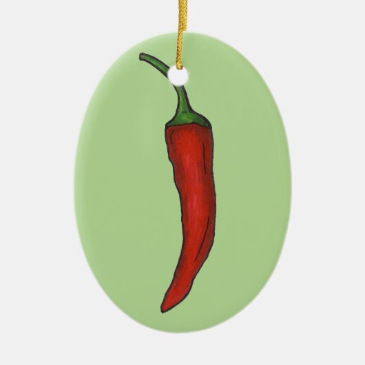 Hot Red Chili Chili Pepper Spicy Vegetable Veggie Keramisch Ornament (Voorkant)