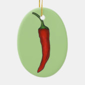 Hot Red Chili Chili Pepper Spicy Vegetable Veggie Keramisch Ornament (Achterkant)