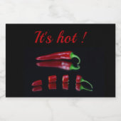 Hot-red chili-peper, aanpasbaar voedselcontainer etiket (Enkel label)