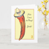 Hot Red Chili Pepper Cinco de Mayo in het Spaans Kaart (Gele Bloem)