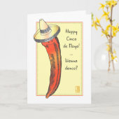Hot Red Chili Pepper Cinco de Mayo Kaart (Gele Bloem)