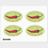 Hot Red Chili Pepper Spicy Homemade Salsa gemaakt  Ovale Sticker (Vel)