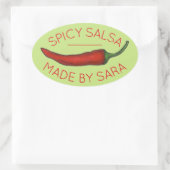 Hot Red Chili Pepper Spicy Homemade Salsa gemaakt  Ovale Sticker (Tas)