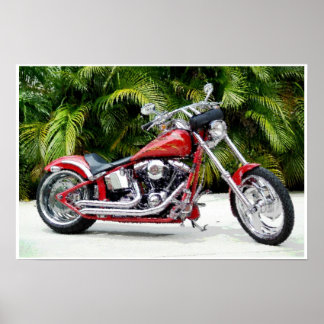 Hot Red Chopper Art Poster