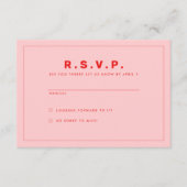 Hot Red en Roze Wes Anderson geïnspireerde RSVP-ka Kaart (Voorkant)