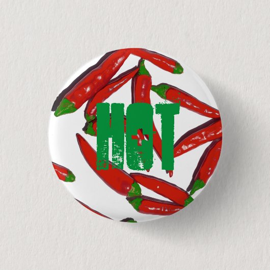 Hot Red Green Chili Peppers Button Pin (Voorkant)