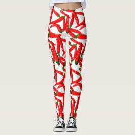 Hot Red Green Chili Peppers Pattern-Leggings Leggings