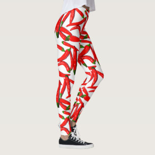 Hot Red Green Chili Peppers Pattern-Leggings Leggings