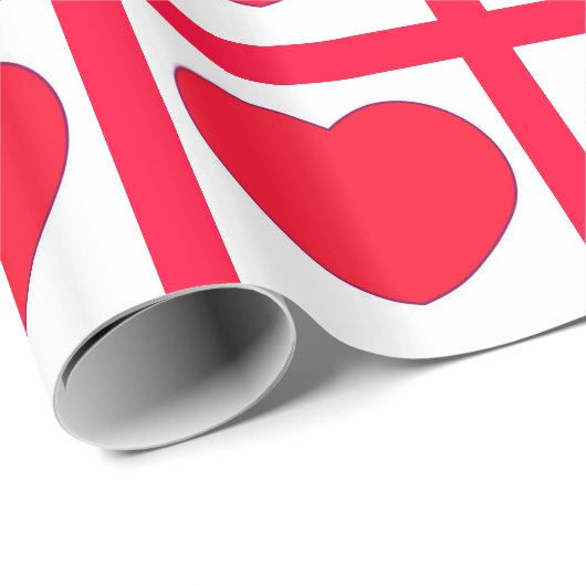 Hot Red Hearts Patroon Cadeaupapier (Rol Hoek)