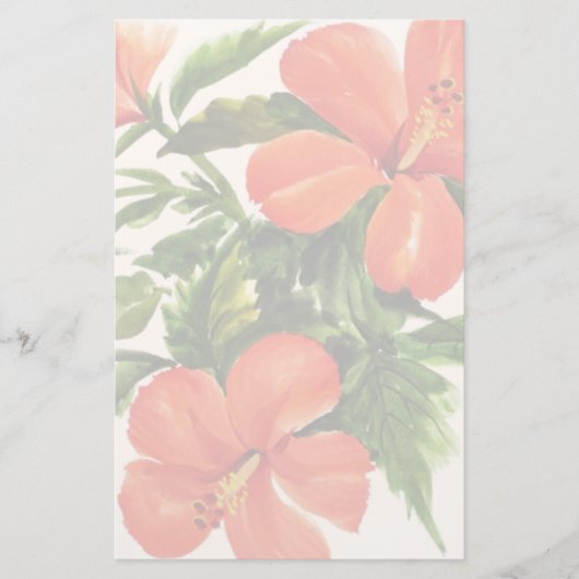 Hot Red Hibiscus Briefpapier (Voorkant)