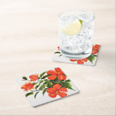 Hot Red Hibiscus Kartonnen Onderzetters (Insitu)