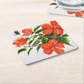 Hot Red Hibiscus Kartonnen Onderzetters (Schuin)