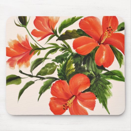 Hot Red Hibiscus Muismat (Voorkant)