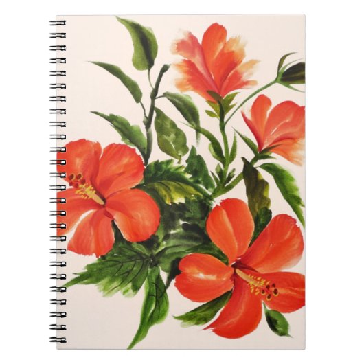 Hot Red Hibiscus Notitieboek (Voorkant)