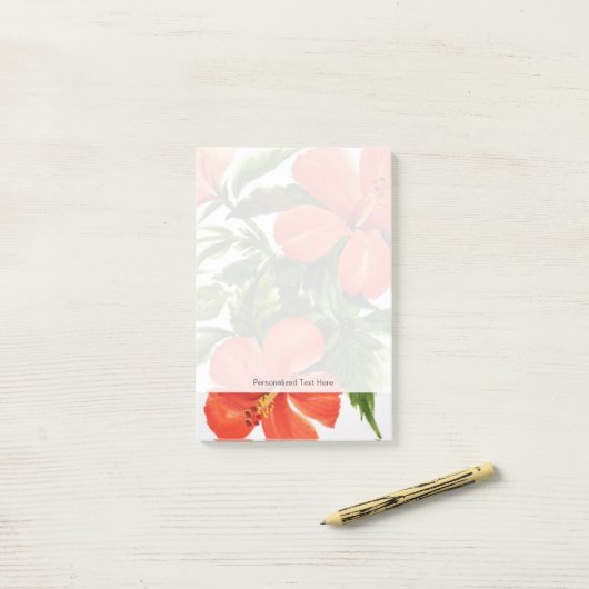 Hot Red Hibiscus Post-it® Notes (Op bureau)