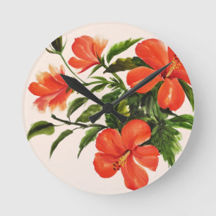 Hot Red Hibiscus Ronde Klok