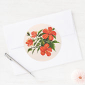 Hot Red Hibiscus Ronde Sticker (Envelop)