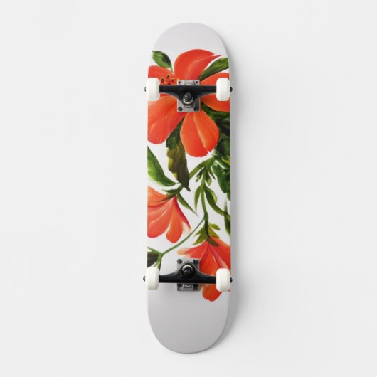 Hot Red Hibiscus Skateboard (Voorkant)