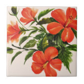 Hot Red Hibiscus Tegeltje (Voorkant)