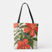 Hot Red Hibiscus Tote Bag (Achterkant)