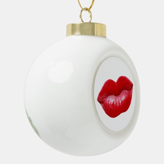 HOT Red Lips Keramische Bal Ornament (Links)