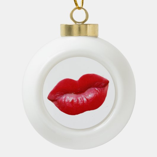 HOT Red Lips Keramische Bal Ornament (Voorkant)