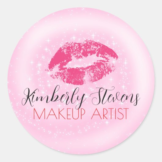 Hot Red Lips Klassieke Ronde Sticker (Voorkant)