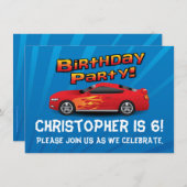 Hot Red Race auto vlammen jongen's verjaardag part Kaart (Voorkant / Achterkant)