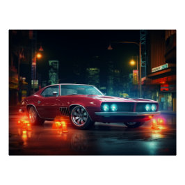 Hot Red Wheels Cinematic Auto's Art Prints Perfect Poster