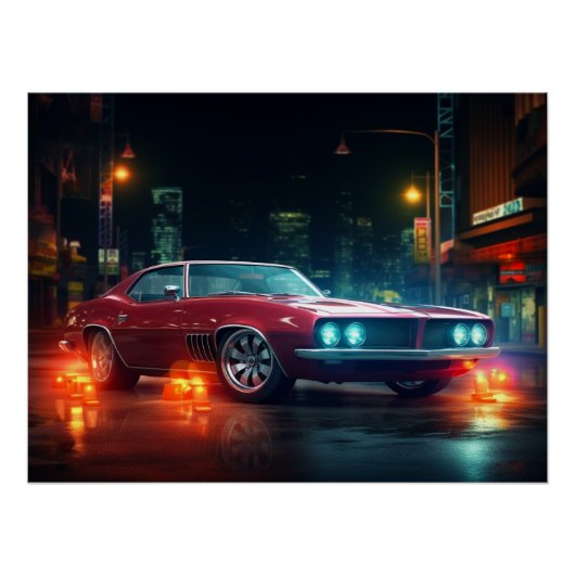 Hot Red Wheels Cinematic Auto's Art Prints Perfect Poster (Voorkant)