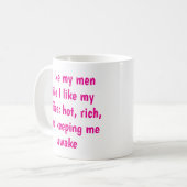 Hot, Rich & Wide Awake Sassy Keramische Koffie Mok (Voorkant links)