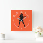 Hot Rock Girl - Guitar Player Vierkante Klok (Huis)
