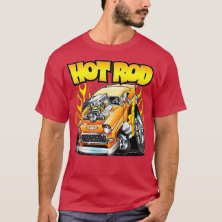 Hot Rod 55 Gasser Blown Jacked up Flames Car T-shirt