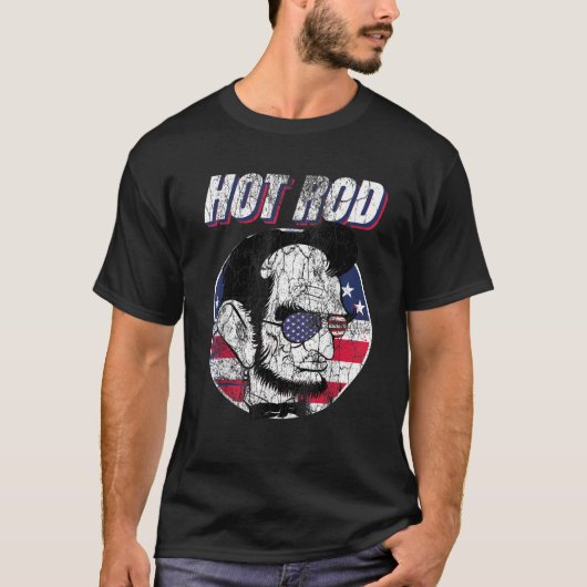 Hot Rod Abraham Lincoln Presidenten Funny Muscle C T-shirt (Voorkant)