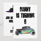 Hot Rod Birthday-uitnodigingen Kaart (Voorkant / Achterkant)