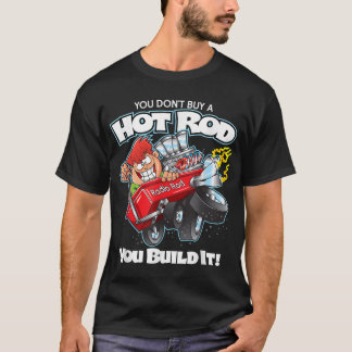 Hot Rod Bouwer Rode Wagon Geblazen Motor Auto T-shirt