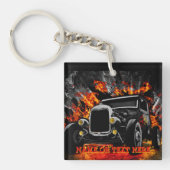 Hot Rod branden Vuur toevoegen Naam tekst Sleutelhanger (Voorkant)